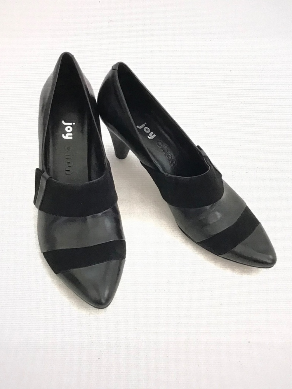 JOY CHEN Leather Pointed Toe Heels Black Women’s Size 9